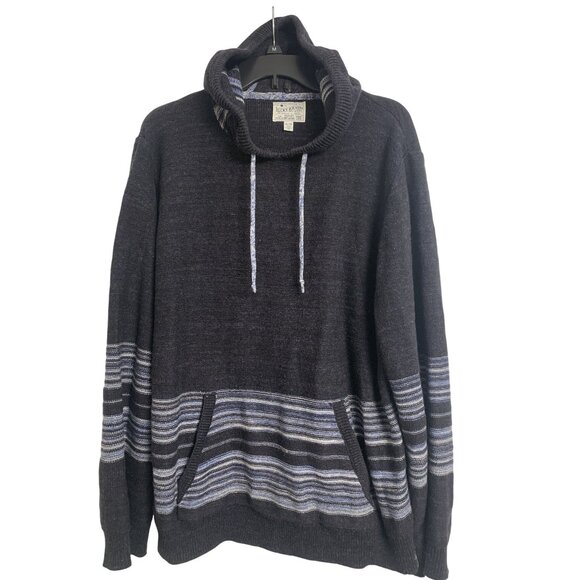 Lucky Brand XL Hooded Knit Striped Cotton Pullover Sweater Casual - Picture 1 of 8